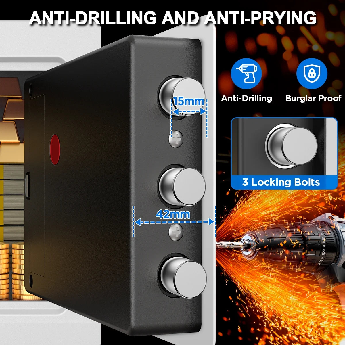 Electronic Digital Safe Box, 0.5 Cubic Feet Home Security Box for Office Hotel Business, Lock Box with Key Keypad for Cash Jewelry White