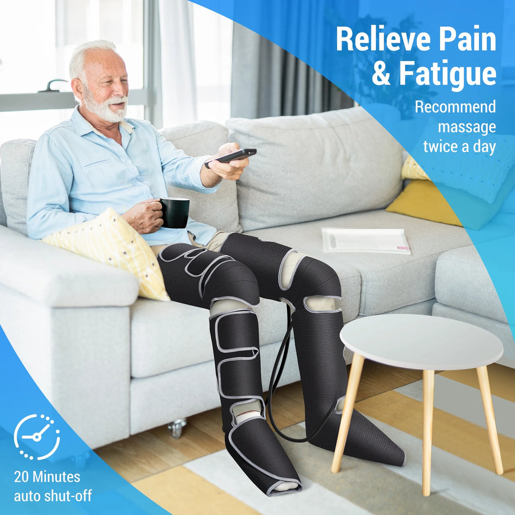 Ultimate  Leg Massager with Heat - Air Compression Calf, Knee & Foot Relief Boots - Perfect Mother's Day Gift for Circulation & Pain Relief