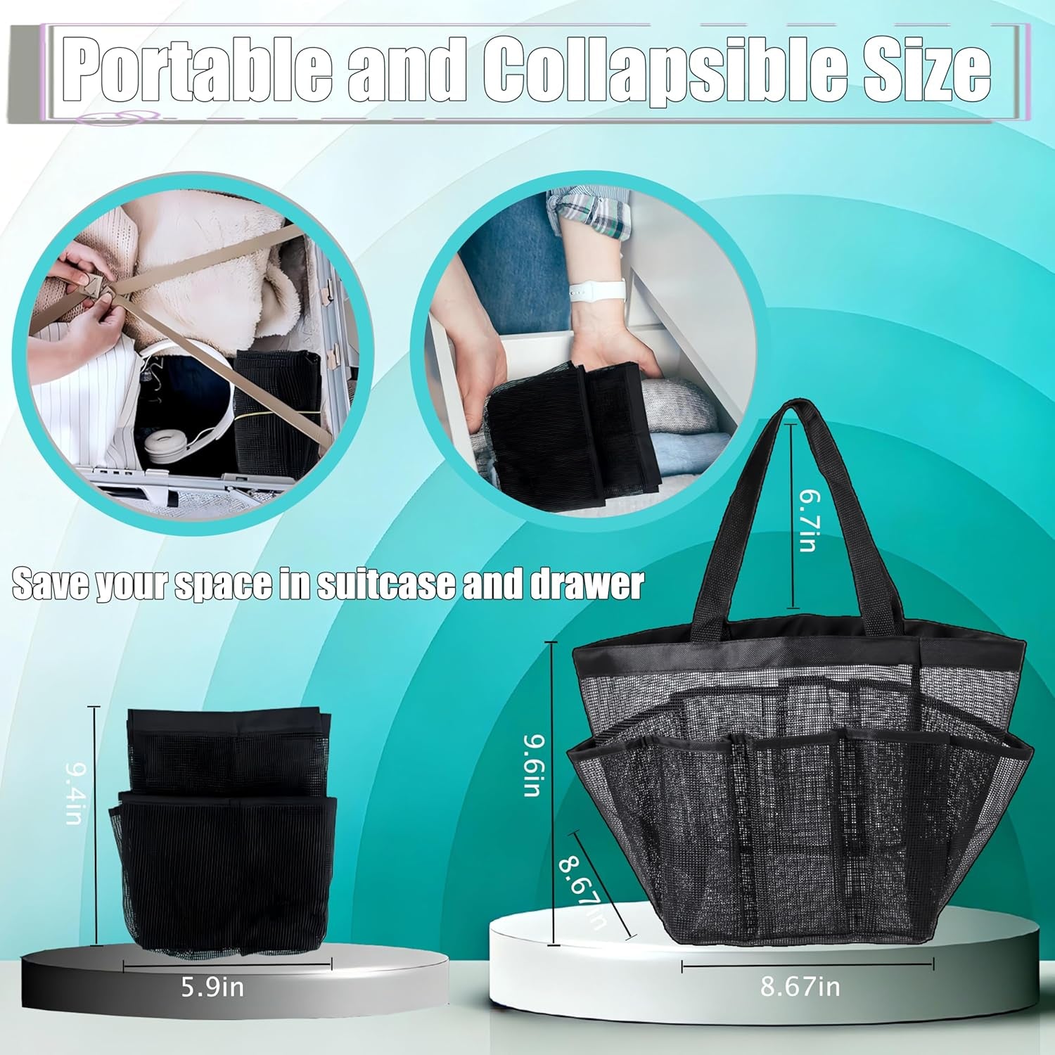 Mesh Shower Caddy Portable, Quick Dry Hanging Shower Tote Bag for College Dorm Room Essentials, Large Capacity Shower Caddy Dorm for Bathroom Gym Swimming