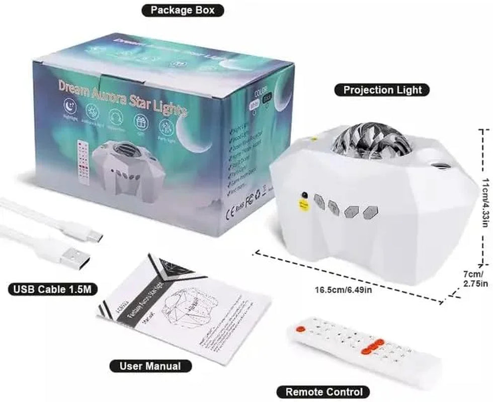 Enchanting Star Projector with Bluetooth Speaker & Remote - Experience the Northern Lights Aurora at Home!