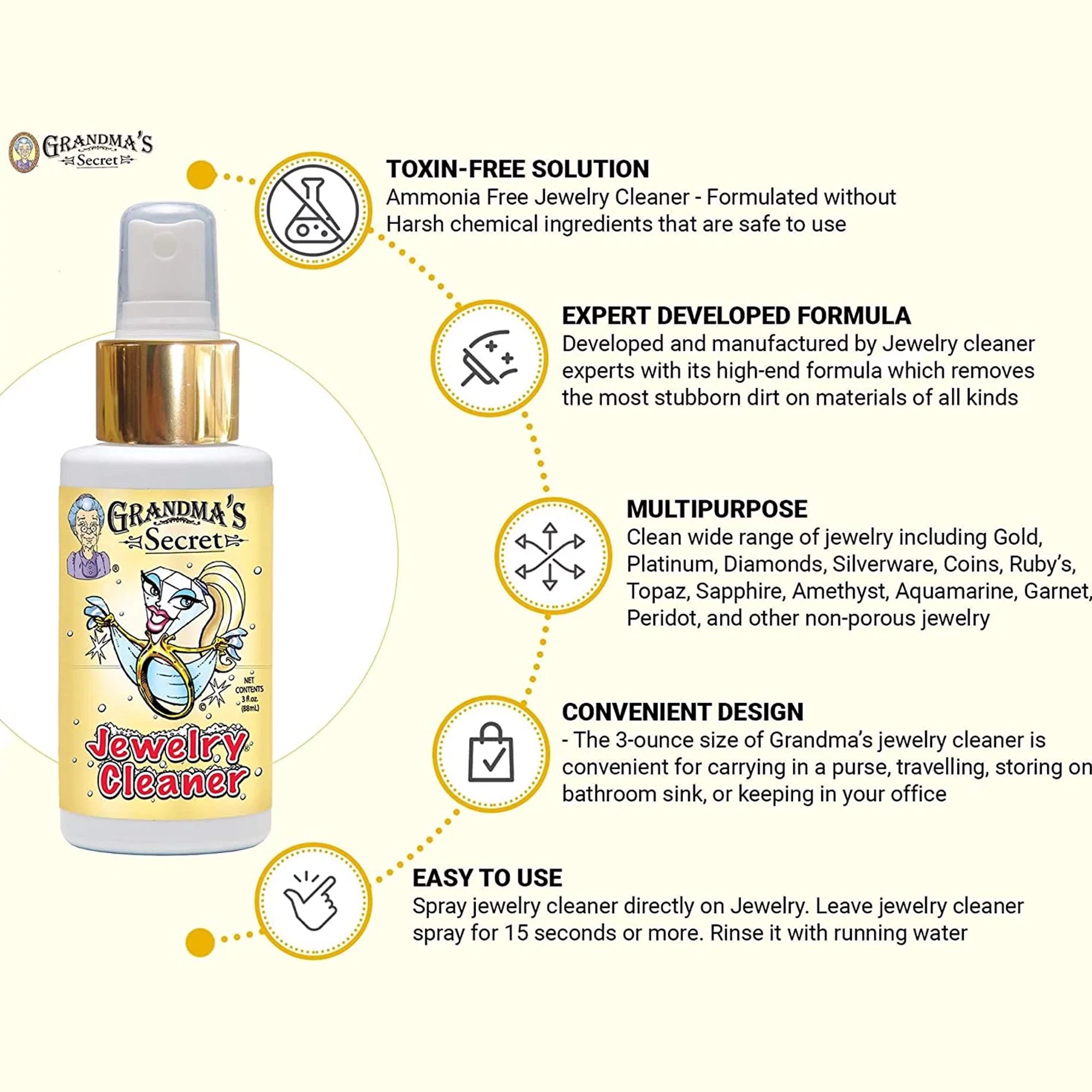 Revitalize Your Jewelry with  Jewelry Cleaner Spray - 3 Pack of 3oz Tarnish Remover for Gold & Silver