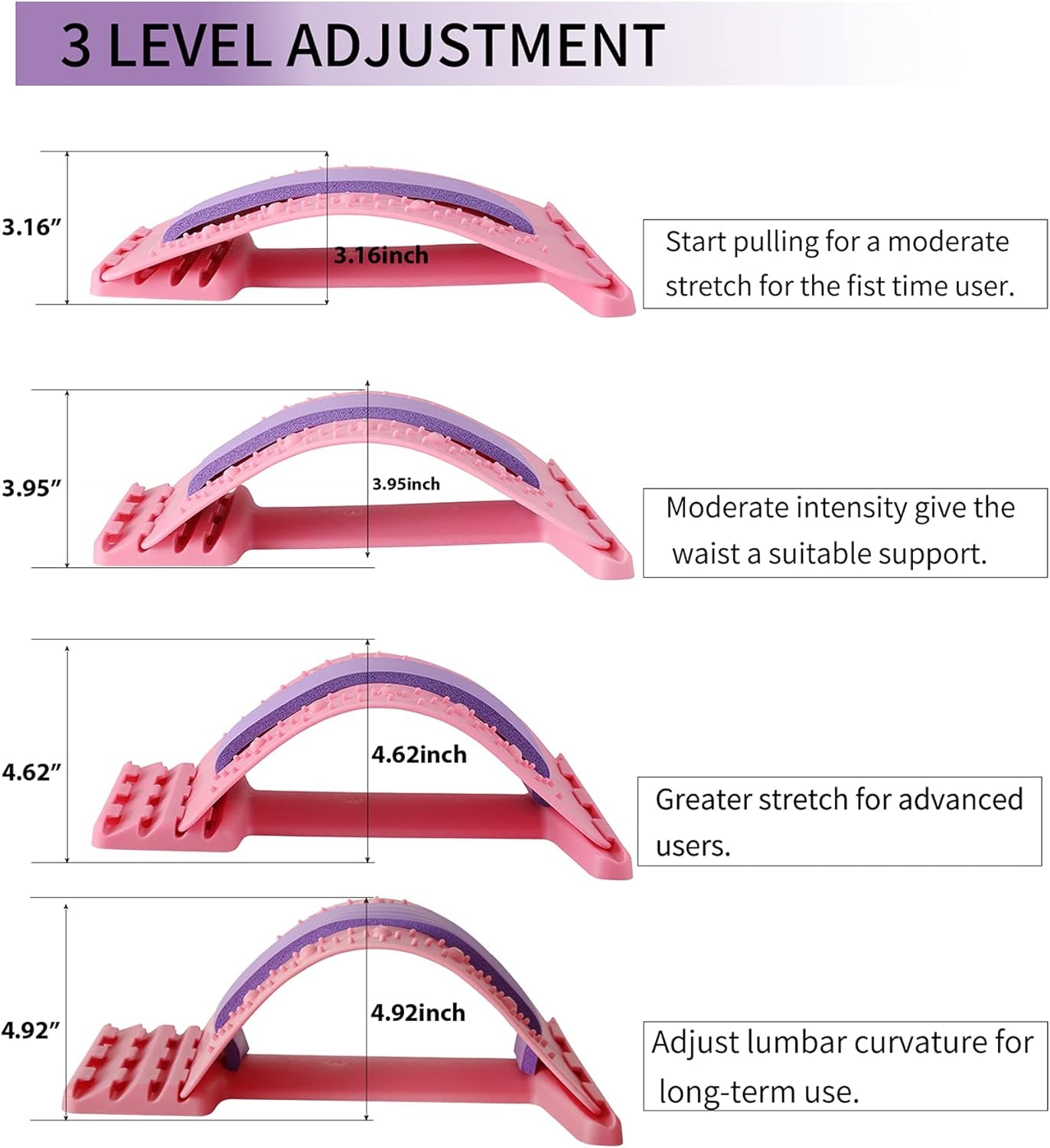 Back Cracking Device 4 Level – 360Lb Heavy-Duty Capacity Back Stretcher for Lower Back Spine Pain Relief, Chiroboard Stretcher Spine Board Chirosnap Back Cracker Stretcher Popping Board Massager Tool…