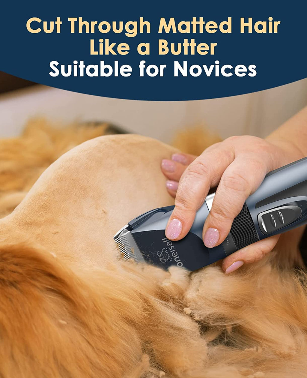 Ultra-Quiet Cat Grooming Clippers - 2-Speed Kit for Matted & Long Hair with 240Mins Battery Life, Adjustable Blades, 6 Guide Guards, Scissors & Steel Comb - Perfect for Cats & Small Dogs