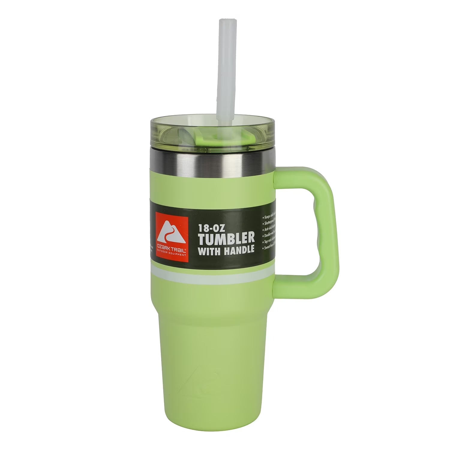 18 Oz Tumbler with Handle, Stripe Sonic Lime