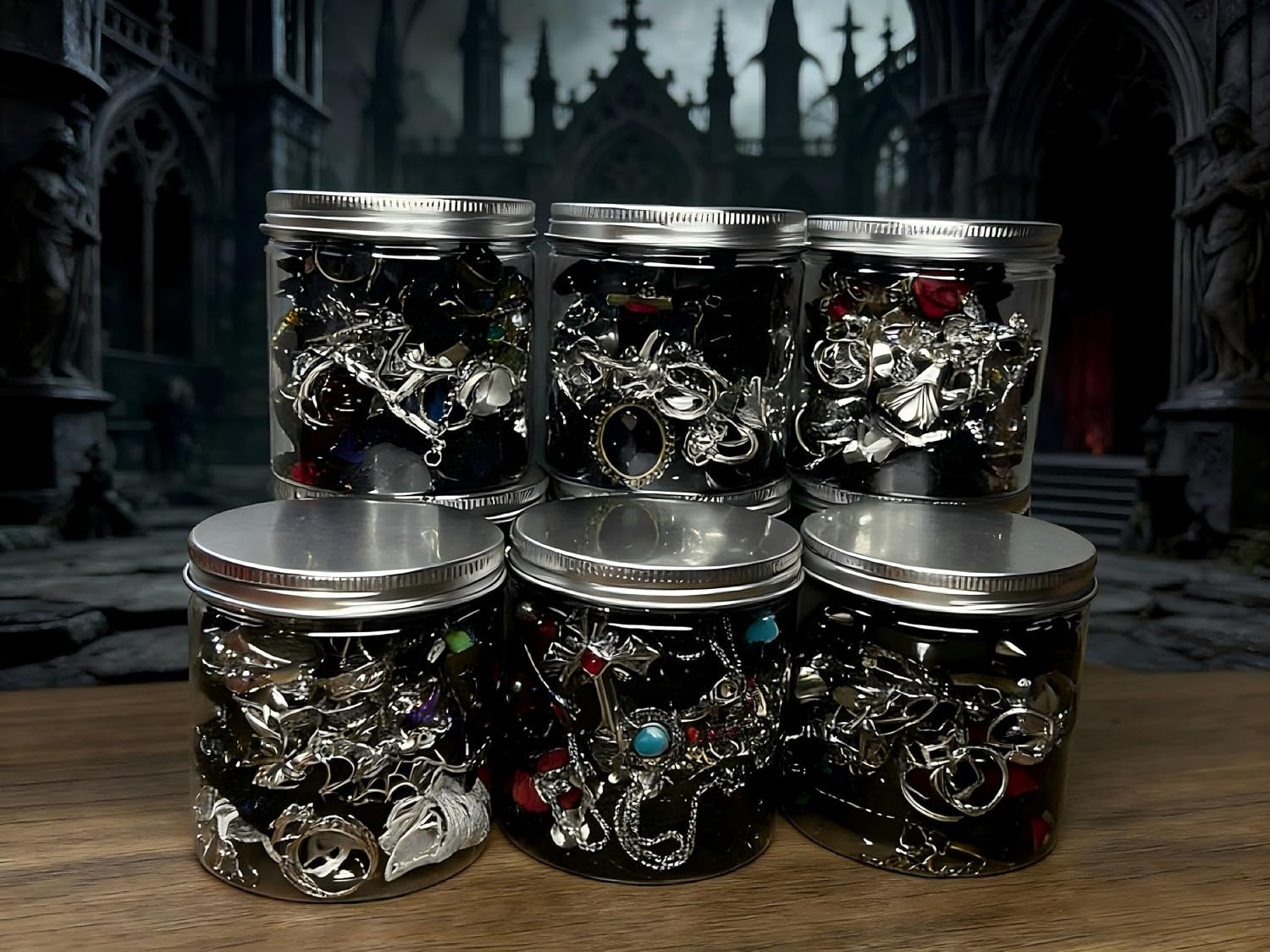 Mystery Jewelry Jar for Women, 40-45 Piece Gothic Jewelry Box Includes Necklaces, Earrings, Rings, Bracelets, Brooches, Unique Birthday Gifts for Women