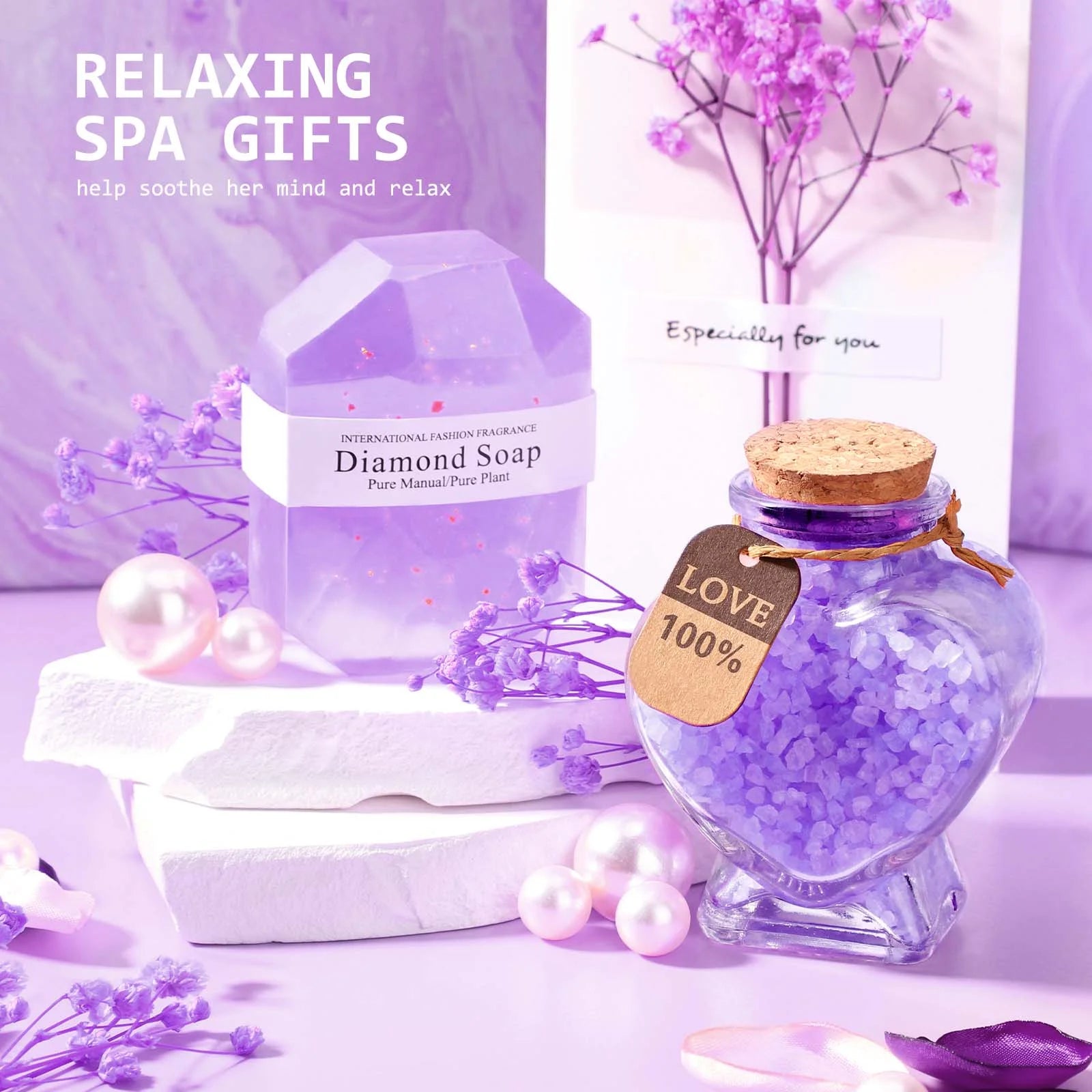 10 Pack Spa Bath Gift Sets, Bath and Body Baskets Set Holiday Gifts for Mom, Purple