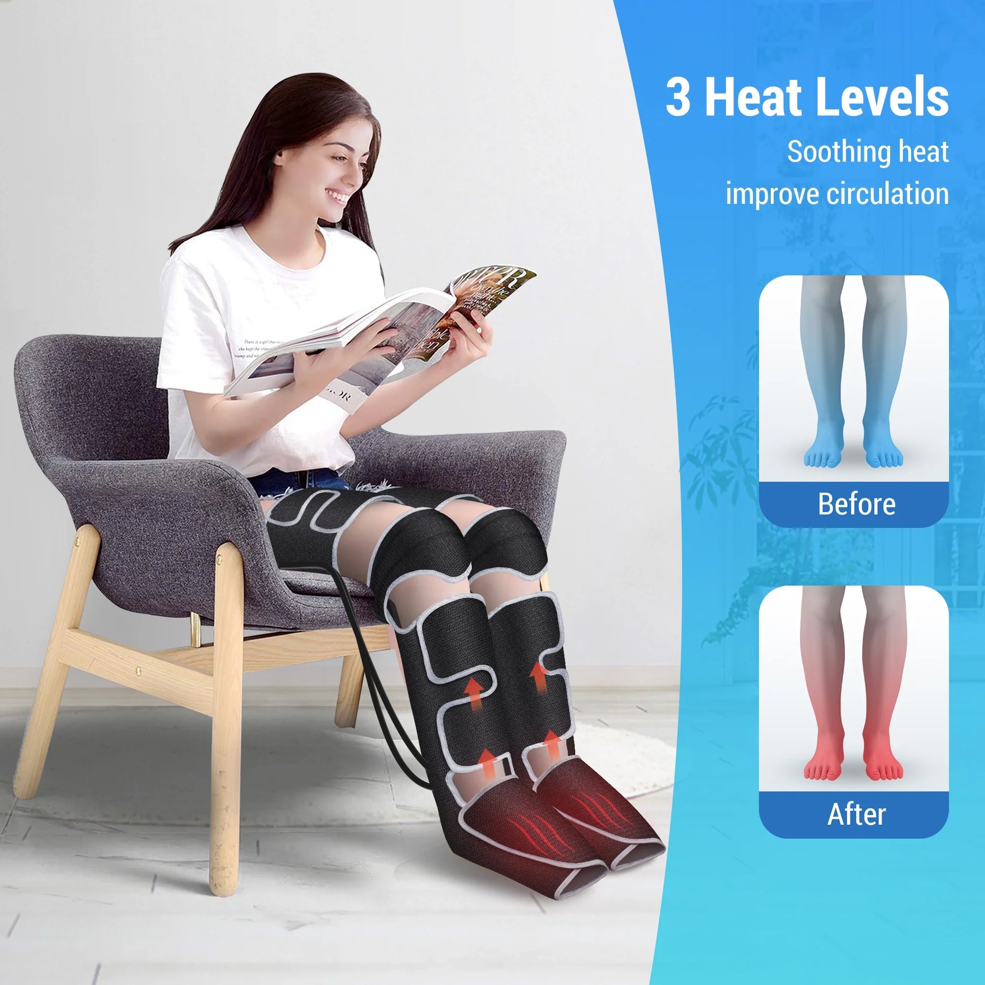 Ultimate  Leg Massager with Heat - Air Compression Calf, Knee & Foot Relief Boots - Perfect Mother's Day Gift for Circulation & Pain Relief