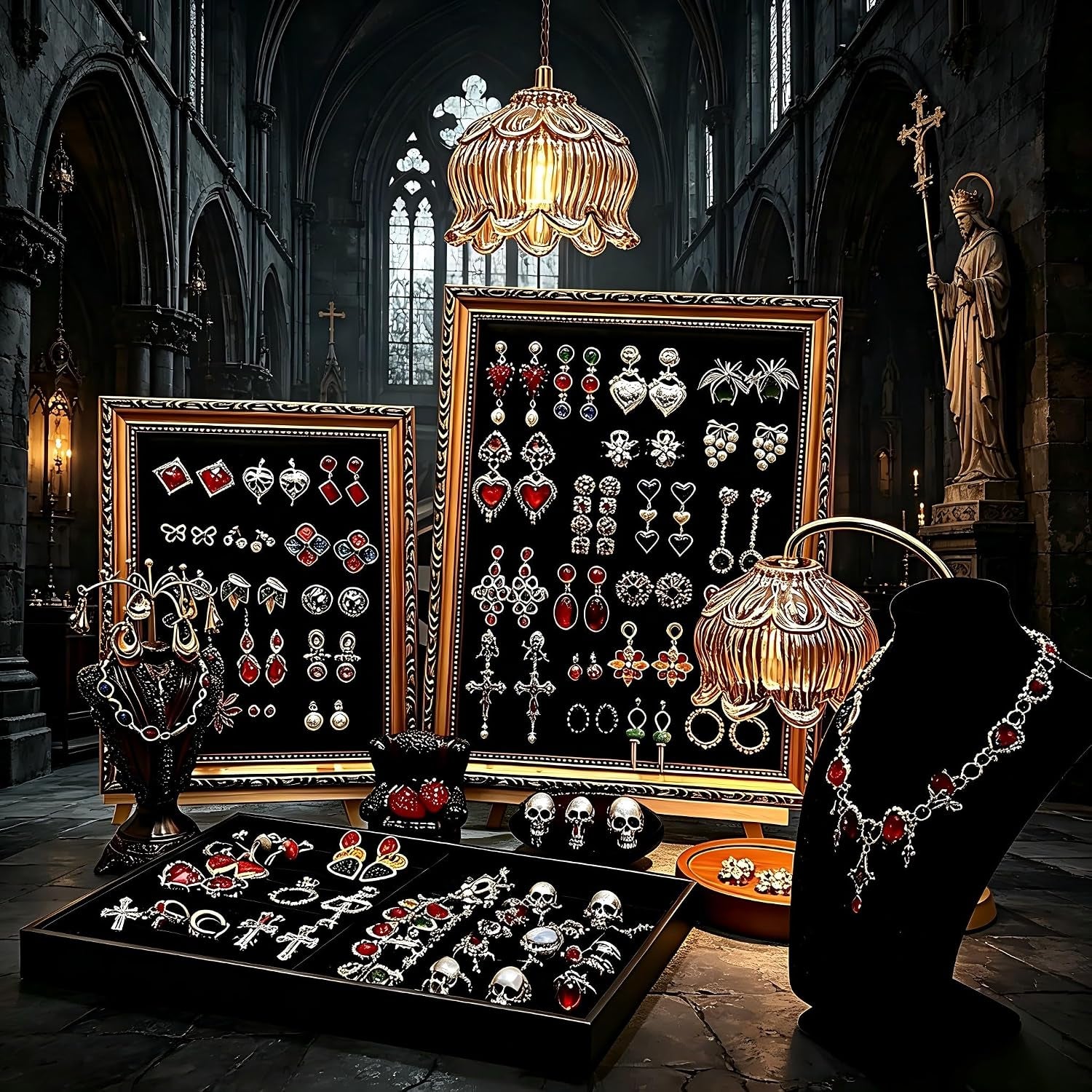 Mystery Jewelry Jar for Women, 40-45 Piece Gothic Jewelry Box Includes Necklaces, Earrings, Rings, Bracelets, Brooches, Unique Birthday Gifts for Women