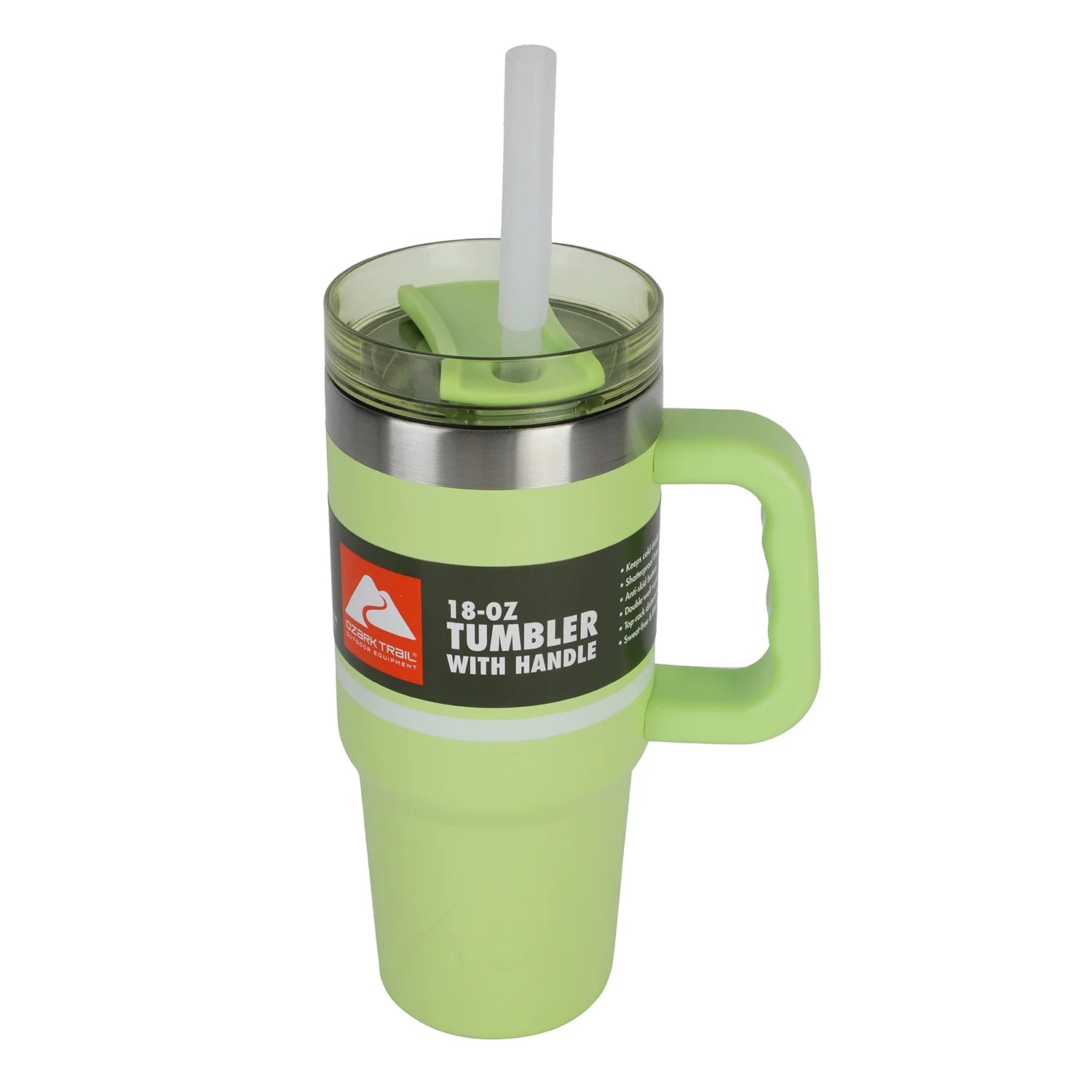 18 Oz Tumbler with Handle, Stripe Sonic Lime