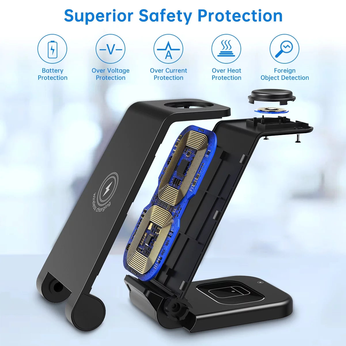 Ultra-Fast 23W Wireless Charging Station for iPhone, Galaxy, AirPods, and Apple Watch - Compatible with All Models!