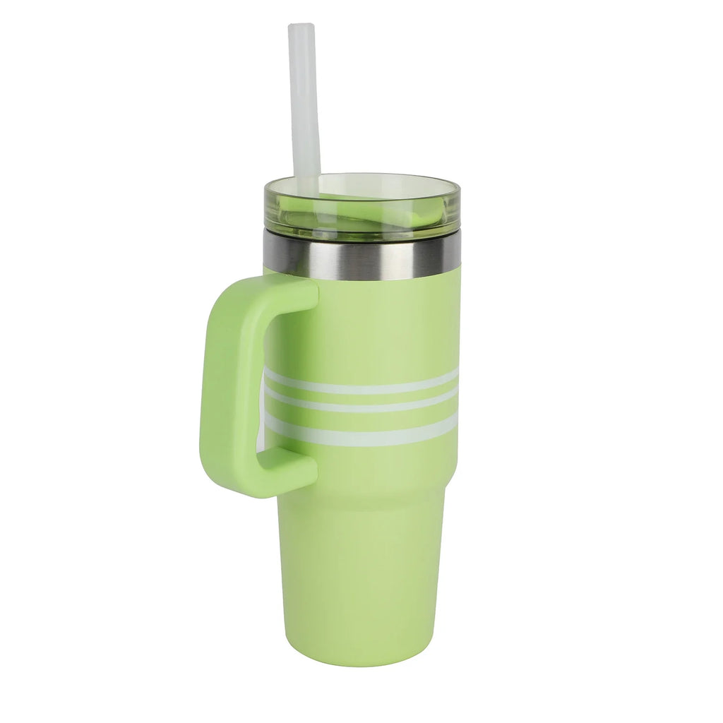 18 Oz Tumbler with Handle, Stripe Sonic Lime