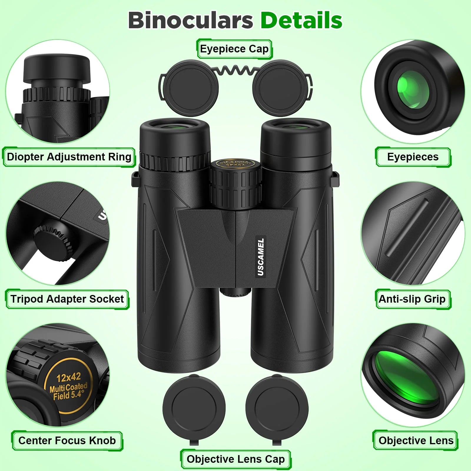 12X42 Waterproof Binoculars - HD Low Light Vision for Hunting, Bird Watching, Travel & Outdoor Adventures
