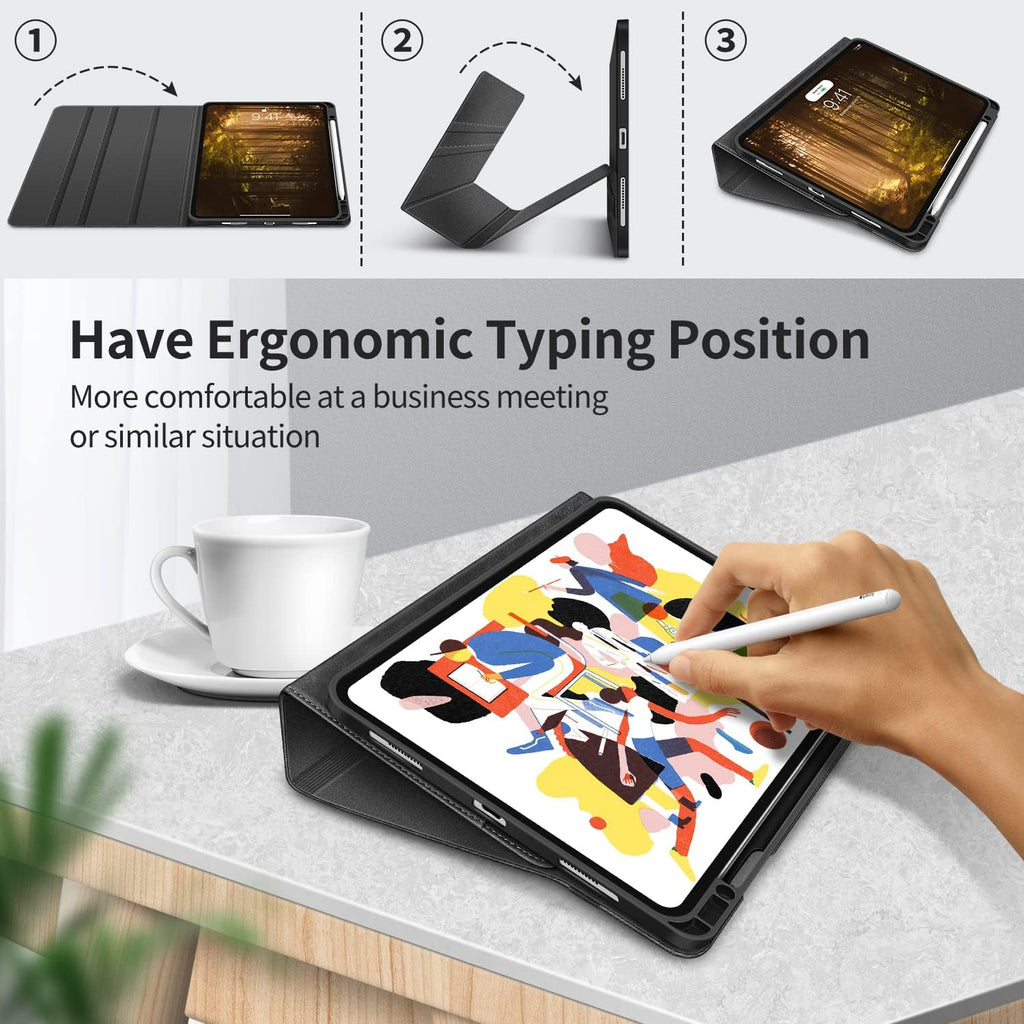 Premium  iPad Pro 12.9 Case (2022/2021/2020/2018) - Slim Folio Stand Cover with Pencil Holder, Shockproof Soft TPU Back, Auto Sleep/Wake, Vegan Leather