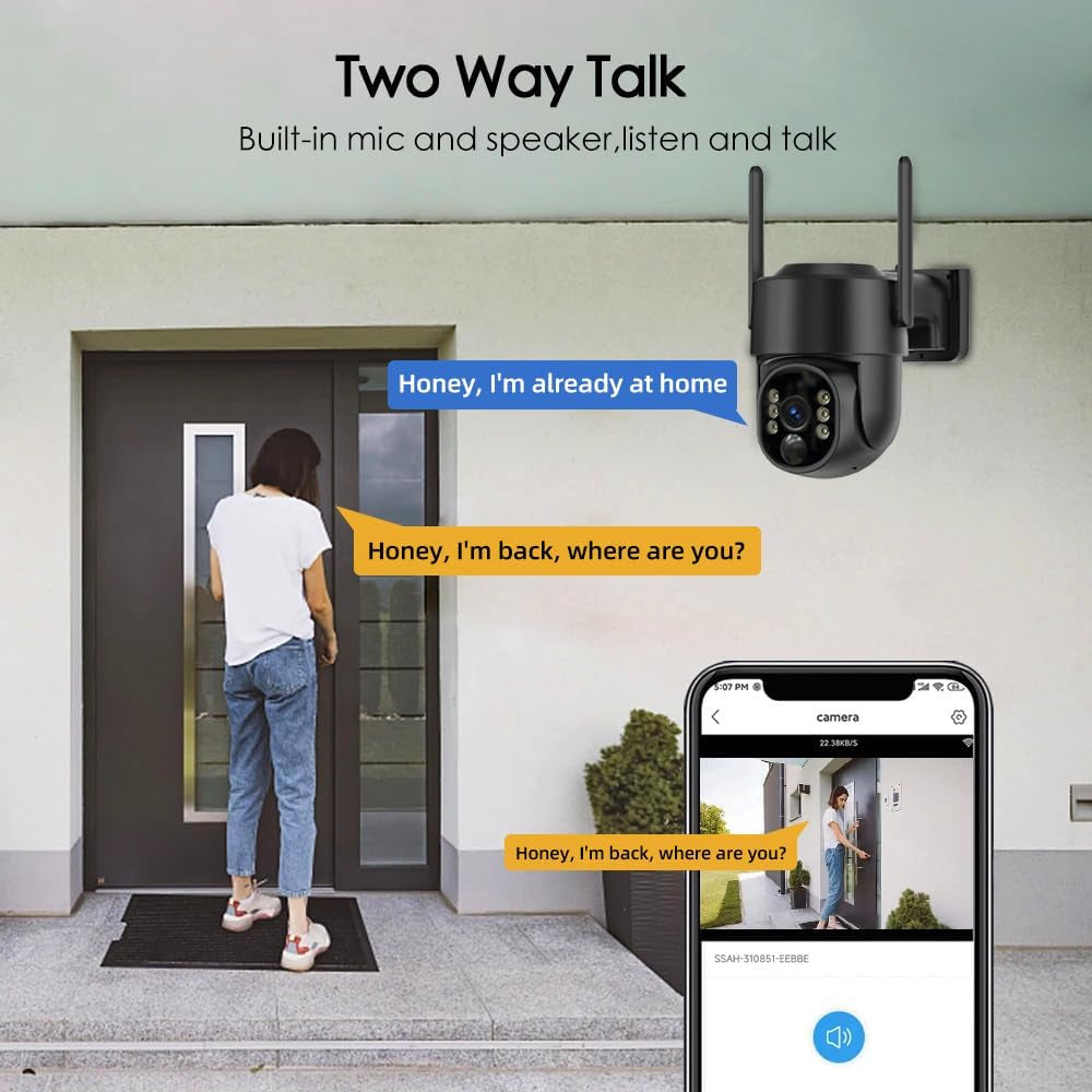 Solar Camera Outdoor Wireless, 2K Solar Outdoor Cameras for Home Security, Battery Powered Wire-Free 5G Wifi Camera, 360° View PTZ, Motion Detection Alerts, Spotlight Siren Alarm, Color Night Vision