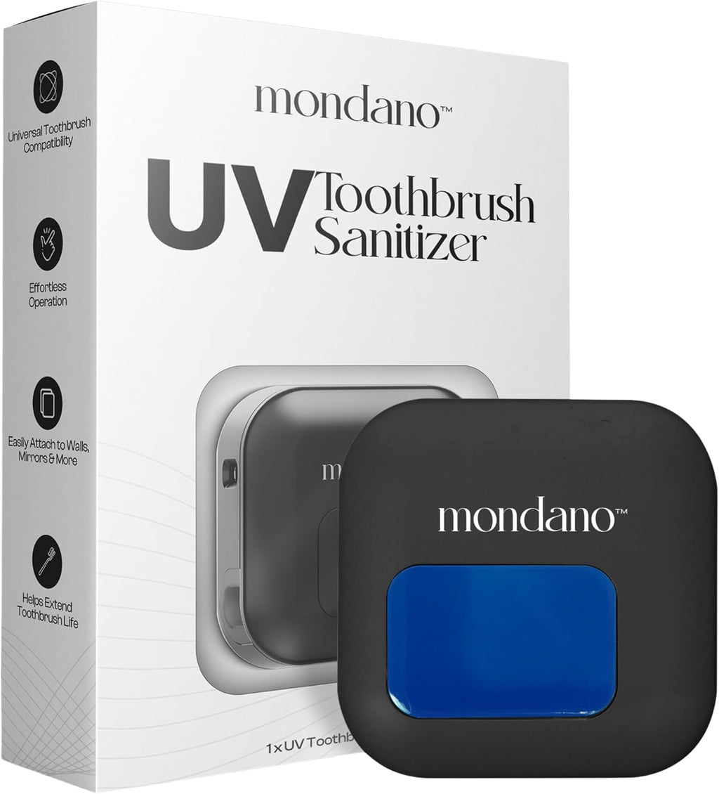 UV-C Toothbrush Sanitizer & Travel Case - Universal Holder for Manual/Electric Toothbrushes, Rechargeable & Portable for Home & Travel