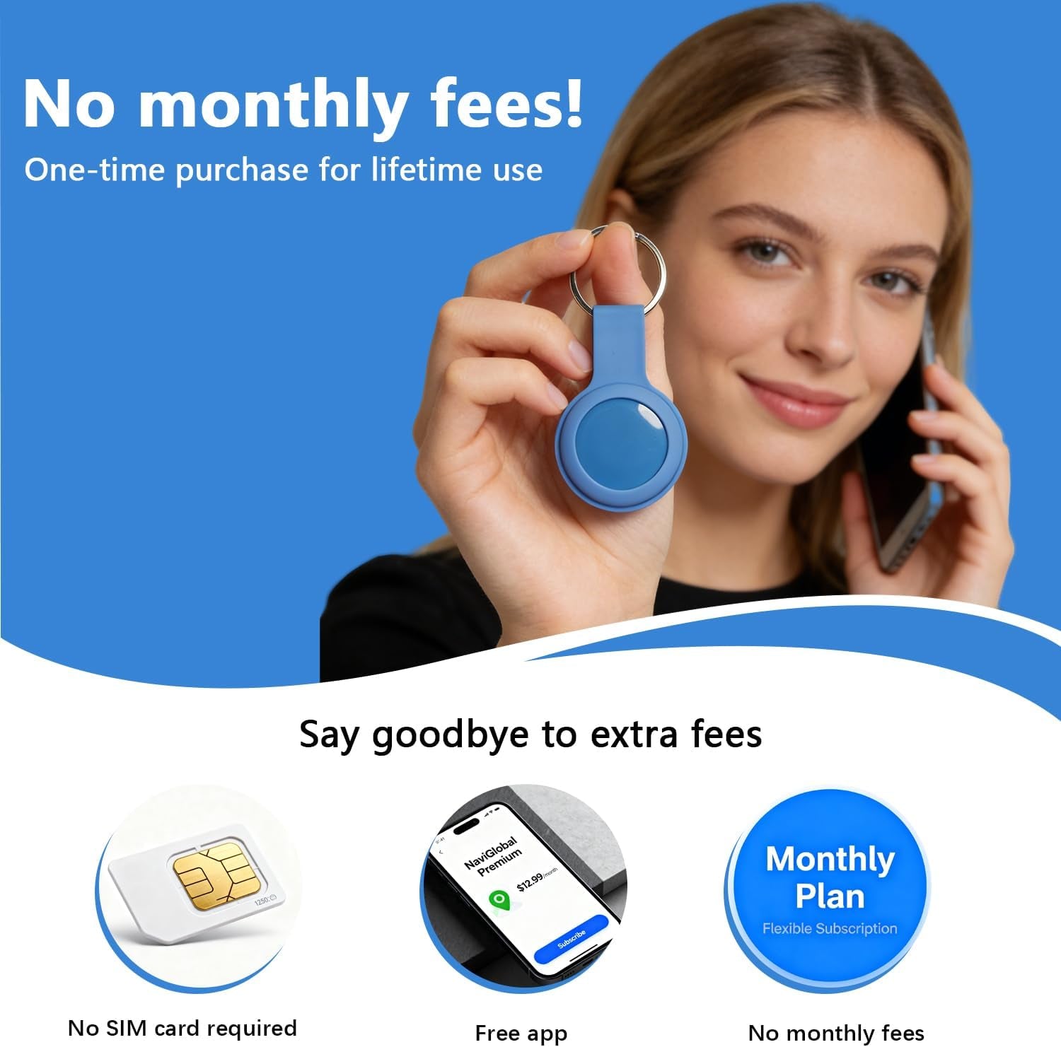 GPS Tracker for Vehicles,Cars,Kids & Pets,Real-Time Location Updates,No SIM Card No Subscription,Long Standby Waterproof GPS Tracking Device for Dogs, Elderly & Valuables (Android & Ios)