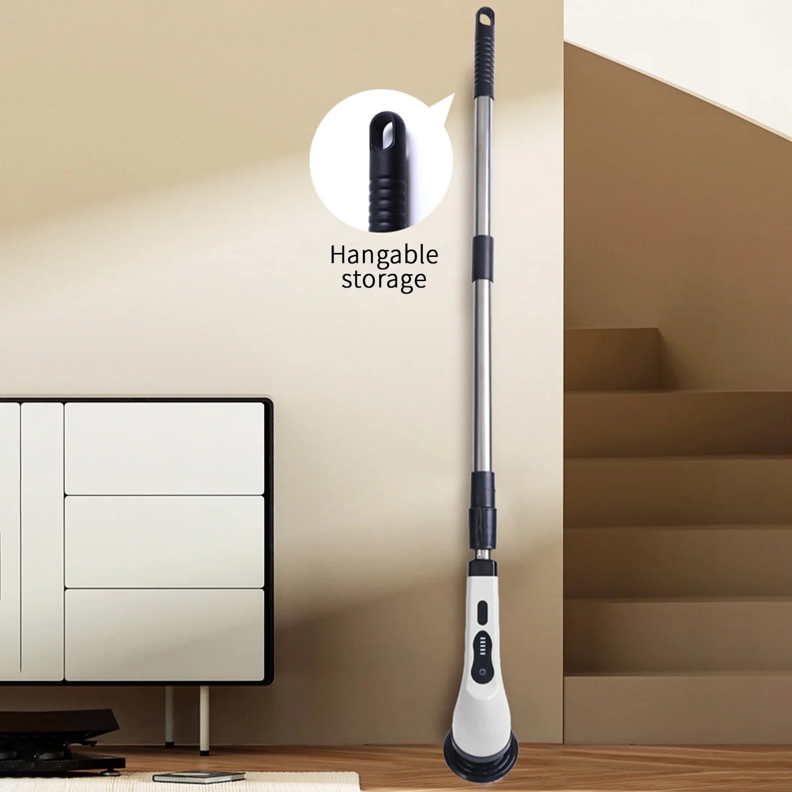 Cordless Electric Spin Scrubber with Long Handle & 6 Replaceable Heads - Versatile Shower & Bathroom Cleaning Tool