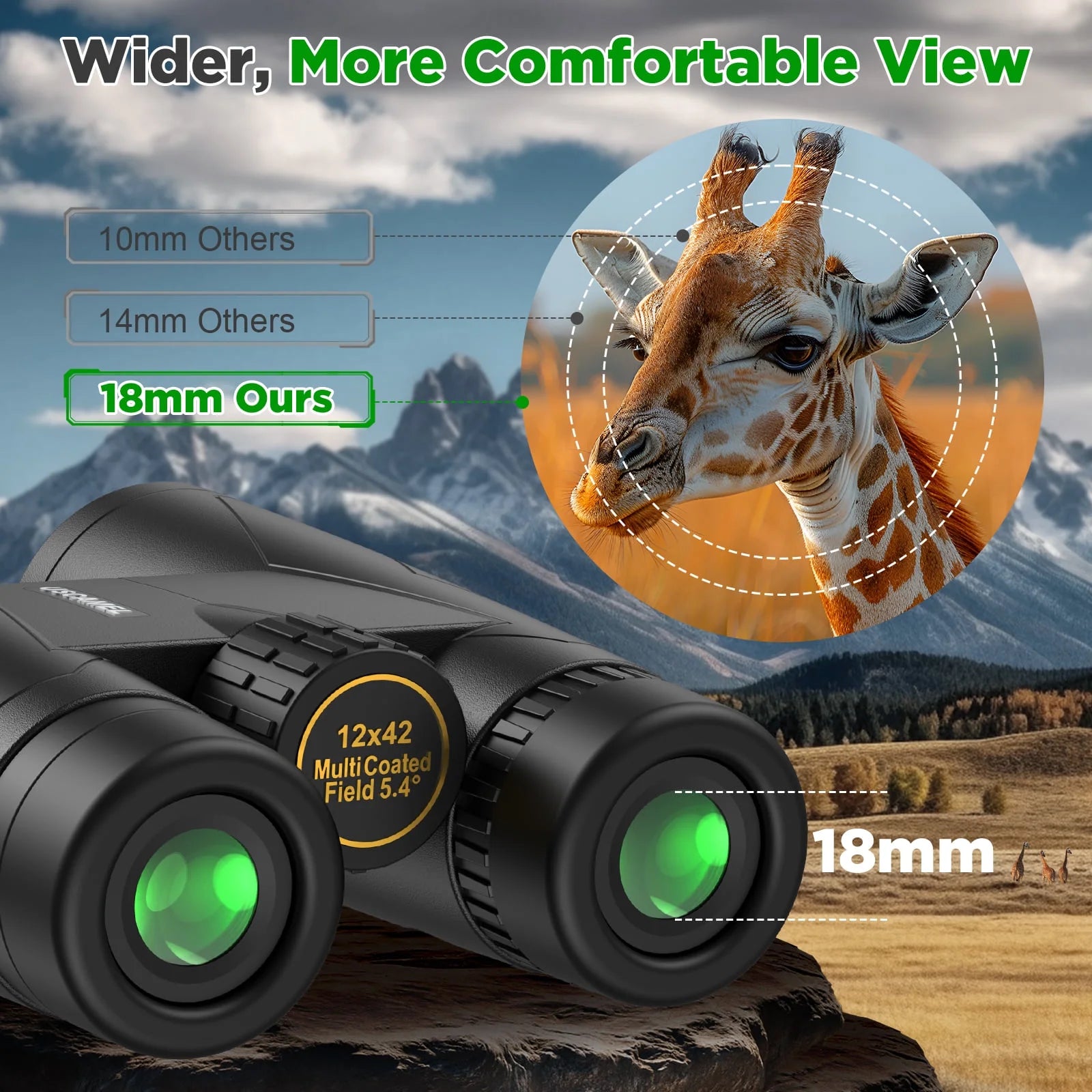12X42 Waterproof Binoculars - HD Low Light Vision for Hunting, Bird Watching, Travel & Outdoor Adventures