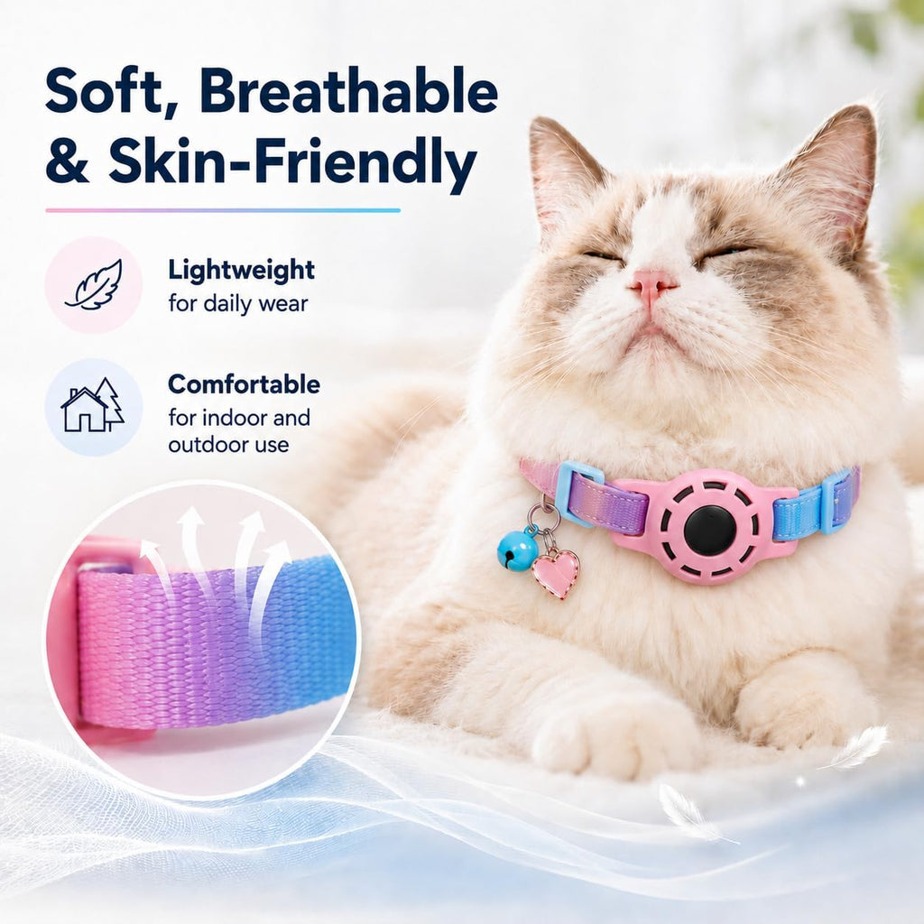 Cat Tracker GPS for Android, Pet GPS Tracker Collar for Cats No Subscription, IP67 Waterproof Cat Collar with Tracker Compatible with Google Find Hub – Replaceable 1-Year Battery, Android Only (Pink)