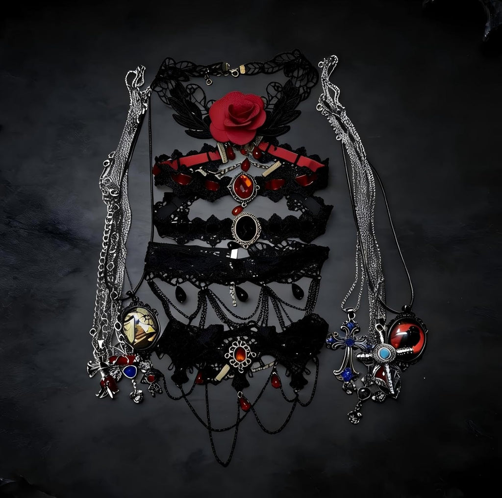 Mystery Jewelry Jar for Women, 40-45 Piece Gothic Jewelry Box Includes Necklaces, Earrings, Rings, Bracelets, Brooches, Unique Birthday Gifts for Women
