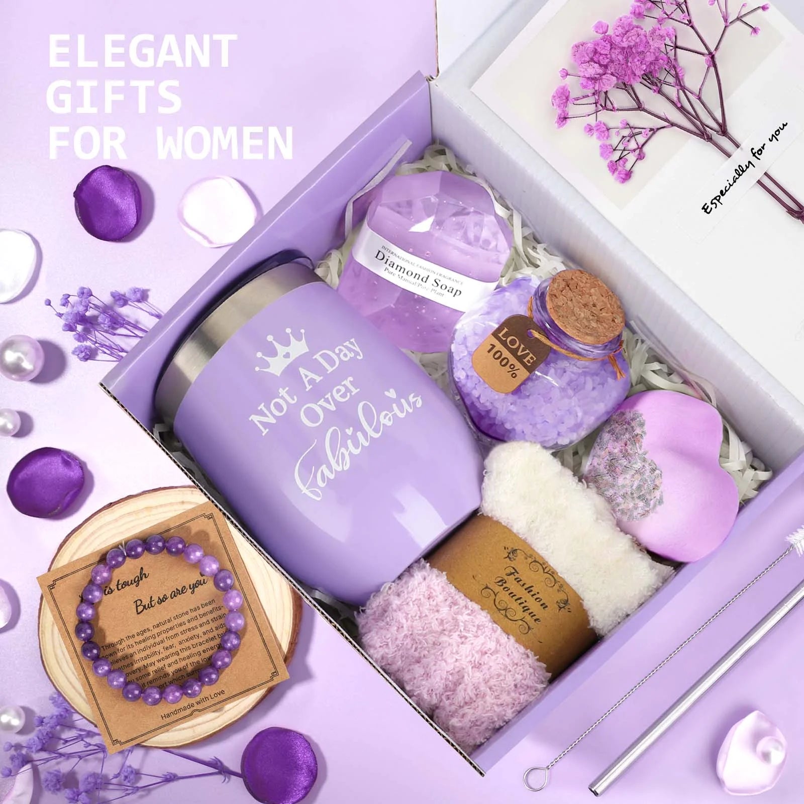 10 Pack Spa Bath Gift Sets, Bath and Body Baskets Set Holiday Gifts for Mom, Purple