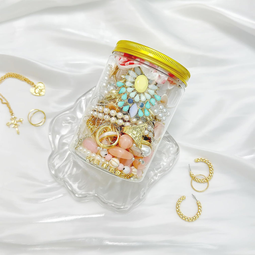 45-50 Pcs Mystery Jewelry Jar, Surprise Jewelry Set for Woman Includes Necklaces, Earrings, Rings, Bracelets and Hair Clips, Unique Anniversary Birthday Friendship, Goth Gift for Her