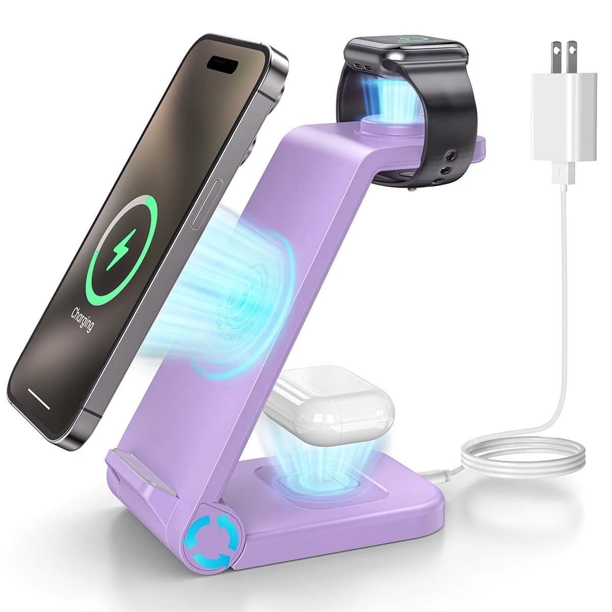 Ultra-Fast 23W Wireless Charging Station for iPhone, Galaxy, AirPods, and Apple Watch - Compatible with All Models!