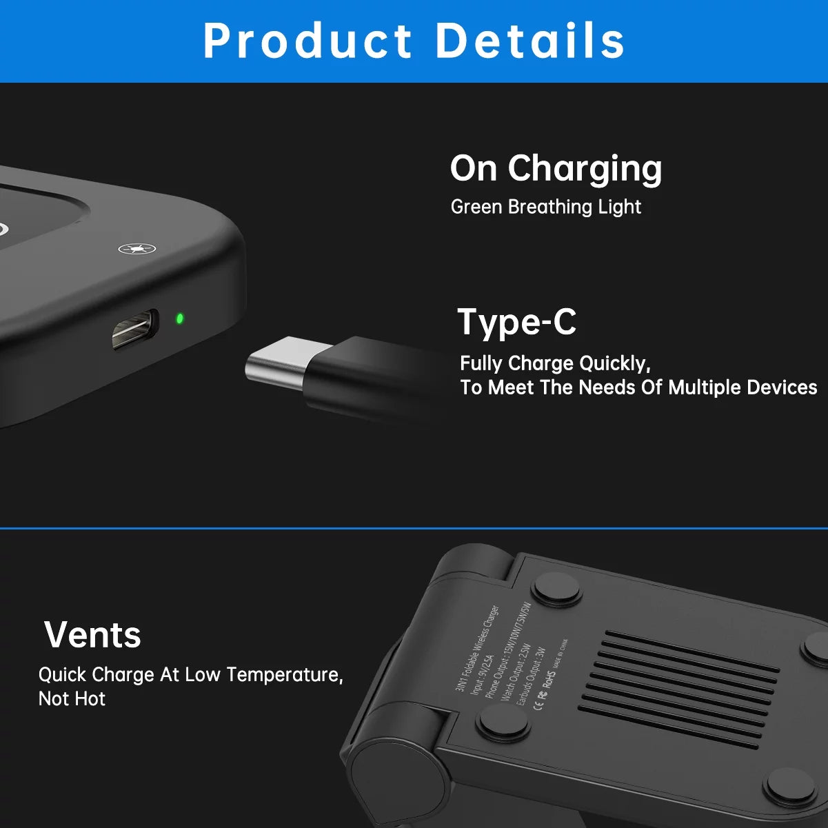 Ultra-Fast 23W Wireless Charging Station for iPhone, Galaxy, AirPods, and Apple Watch - Compatible with All Models!