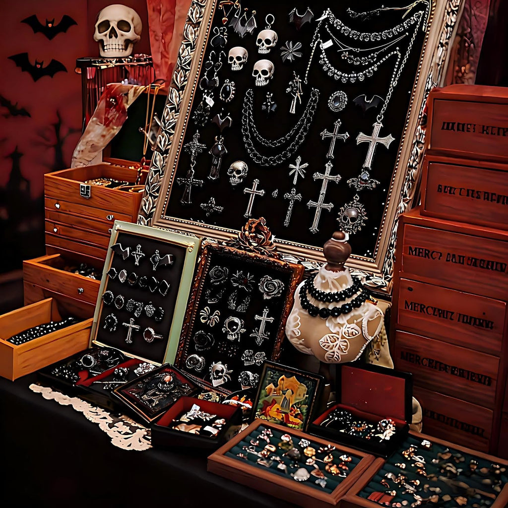 Mystery Jewelry Jar for Women, 40-45 Piece Gothic Jewelry Box Includes Necklaces, Earrings, Rings, Bracelets, Brooches, Unique Birthday Gifts for Women