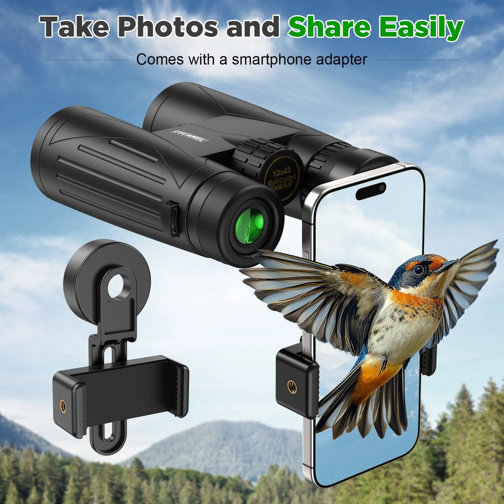 12X42 Waterproof Binoculars - HD Low Light Vision for Hunting, Bird Watching, Travel & Outdoor Adventures