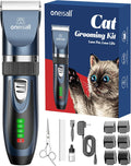 Ultra-Quiet Cat Grooming Clippers - 2-Speed Kit for Matted & Long Hair with 240Mins Battery Life, Adjustable Blades, 6 Guide Guards, Scissors & Steel Comb - Perfect for Cats & Small Dogs