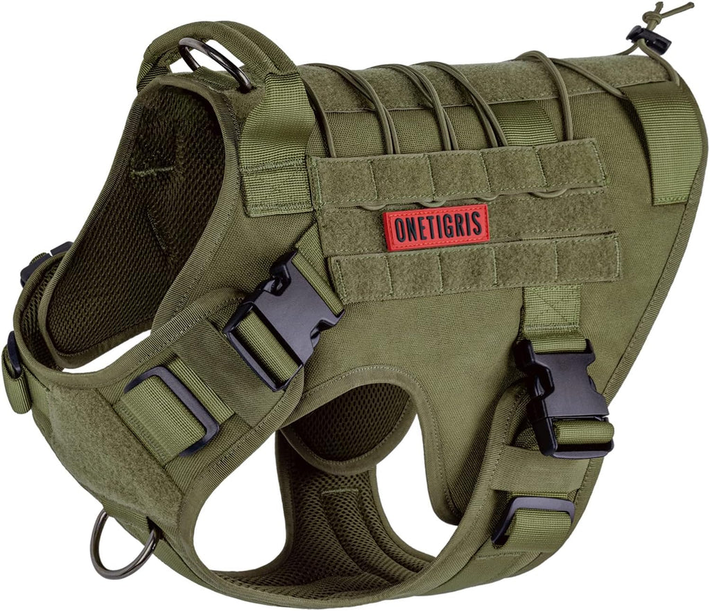 Dog Harness, Tactical Dog Harness No-Pull Breathable Adjustable Pet Vest with Handle for Outdoor Walking(Ranger Green,Small)