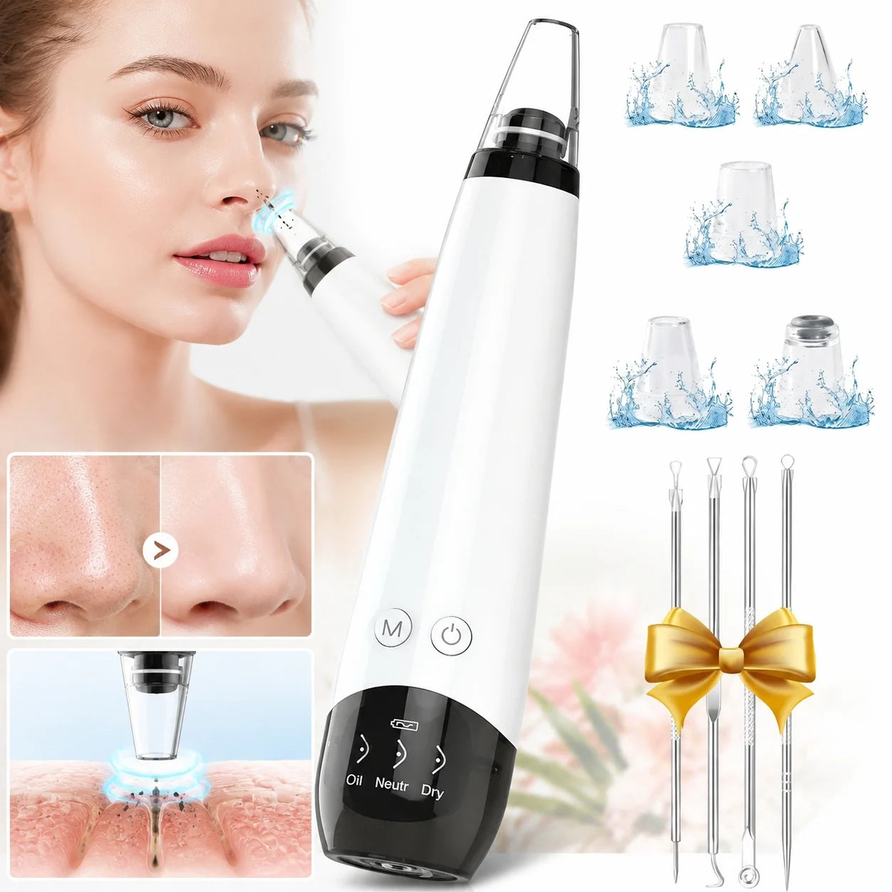 Advanced Blackhead Remover Vacuum - USB Rechargeable Pore Cleaner with 5 Probes for Flawless Skin