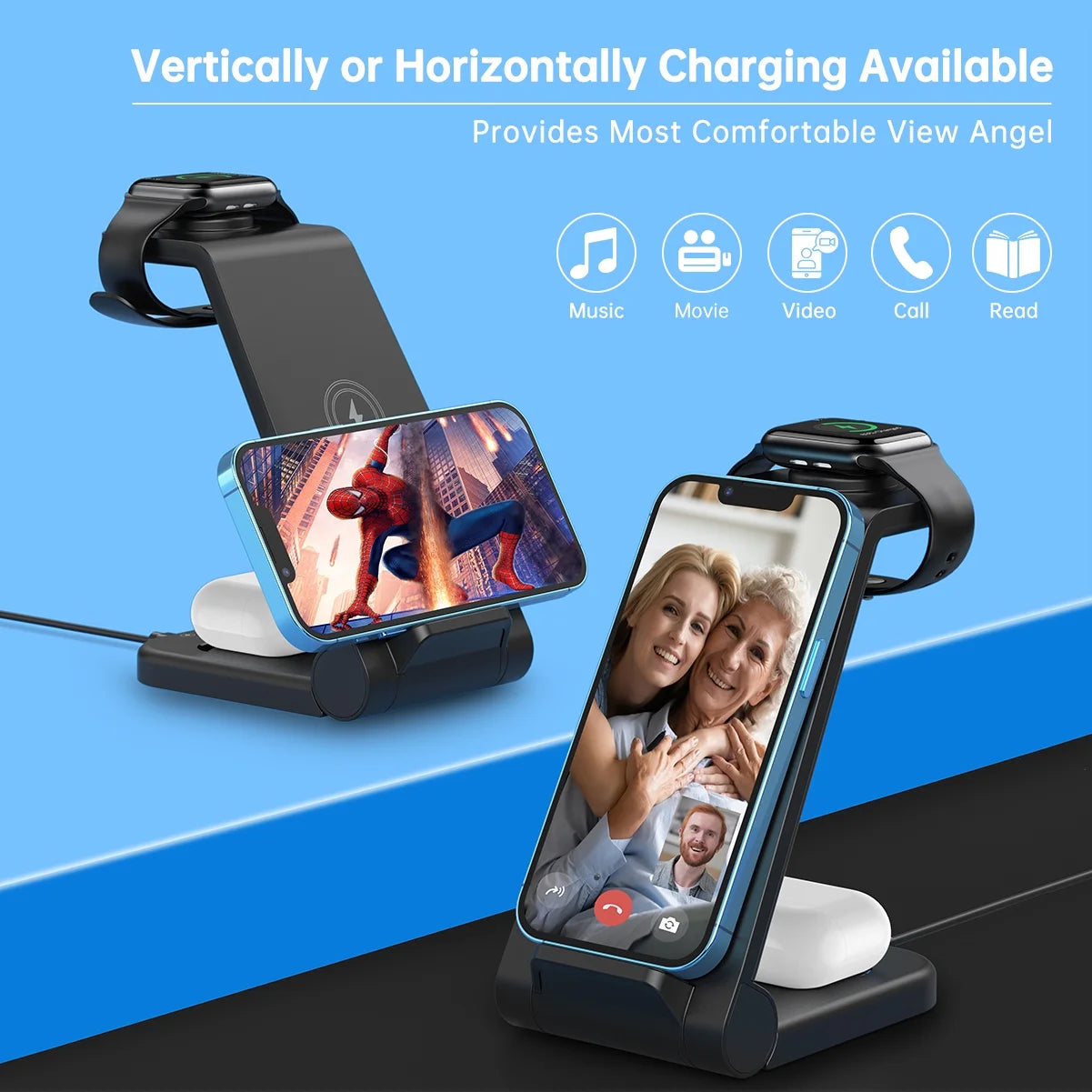 Ultra-Fast 23W Wireless Charging Station for iPhone, Galaxy, AirPods, and Apple Watch - Compatible with All Models!