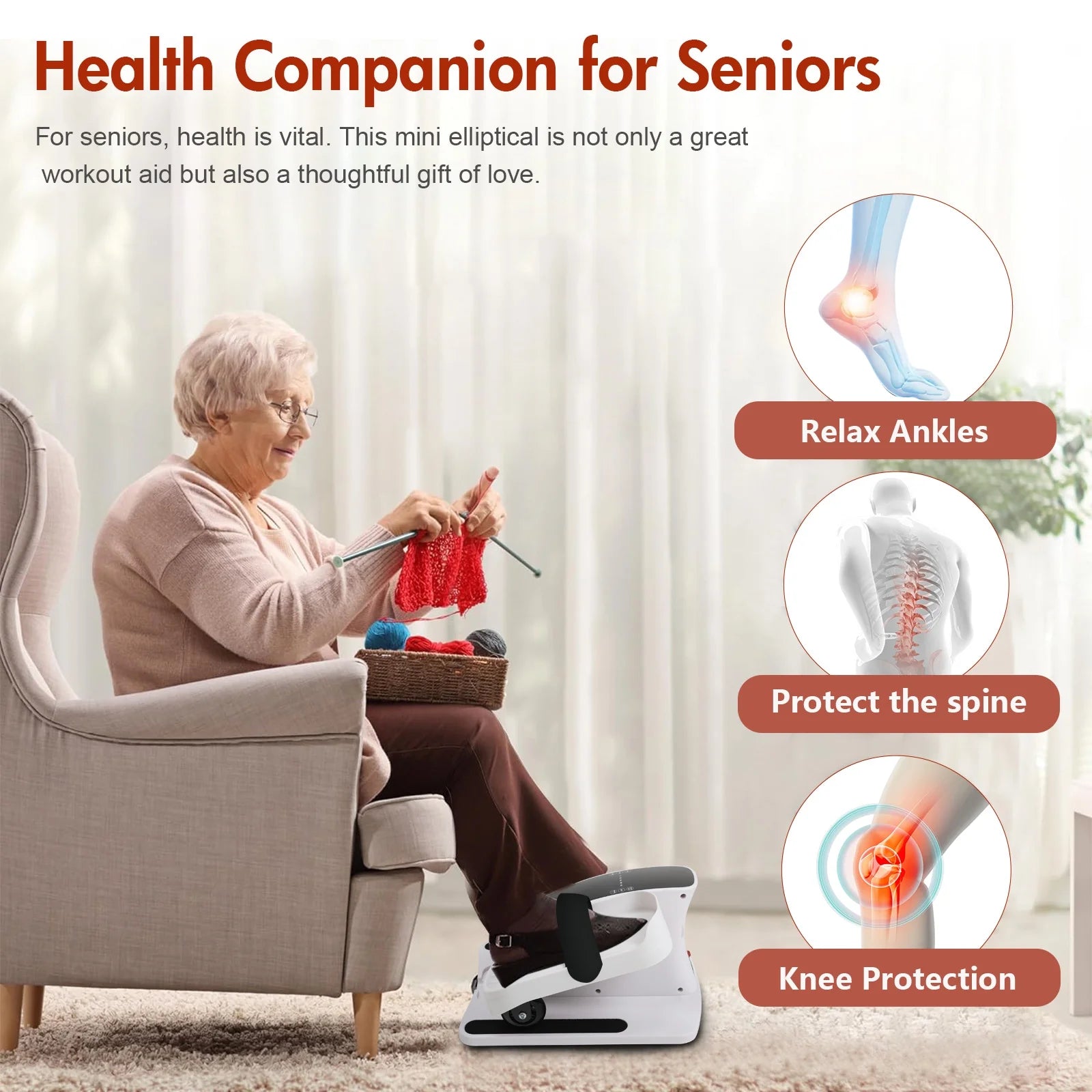 under Desk Elliptical Machine, Ellipse Leg Exerciser for Seniors Fully Assembled, Quiet & Portable Electric Seated Pedal Exerciser with Remote Control Adjustable Speeds