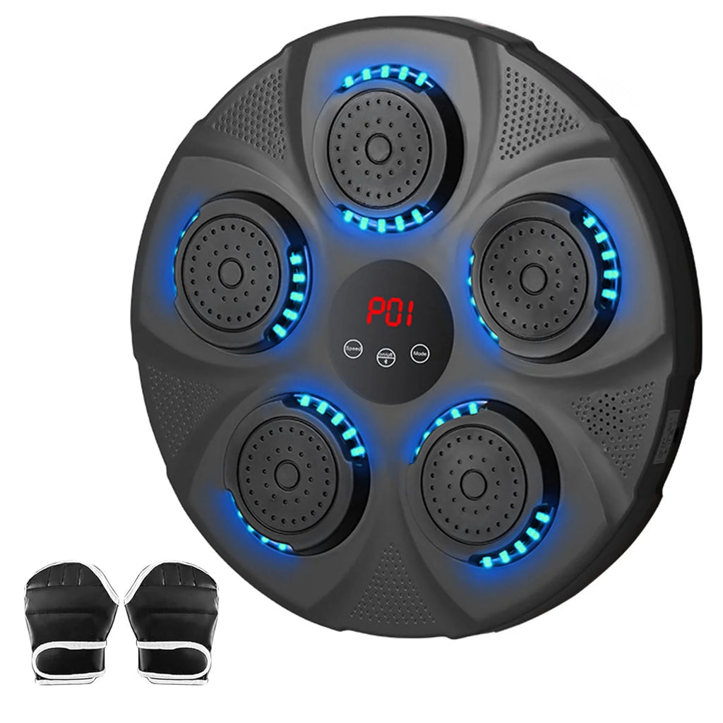 Smart Music Boxing Trainer - Wall-Mounted Bluetooth Punching Machine with Gloves & LED for Home Gym Workouts