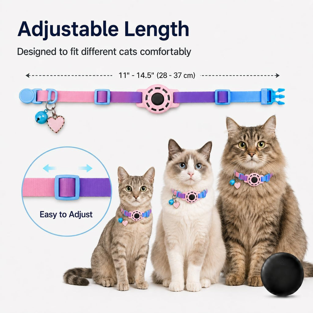 Cat Tracker GPS for Android, Pet GPS Tracker Collar for Cats No Subscription, IP67 Waterproof Cat Collar with Tracker Compatible with Google Find Hub – Replaceable 1-Year Battery, Android Only (Pink)
