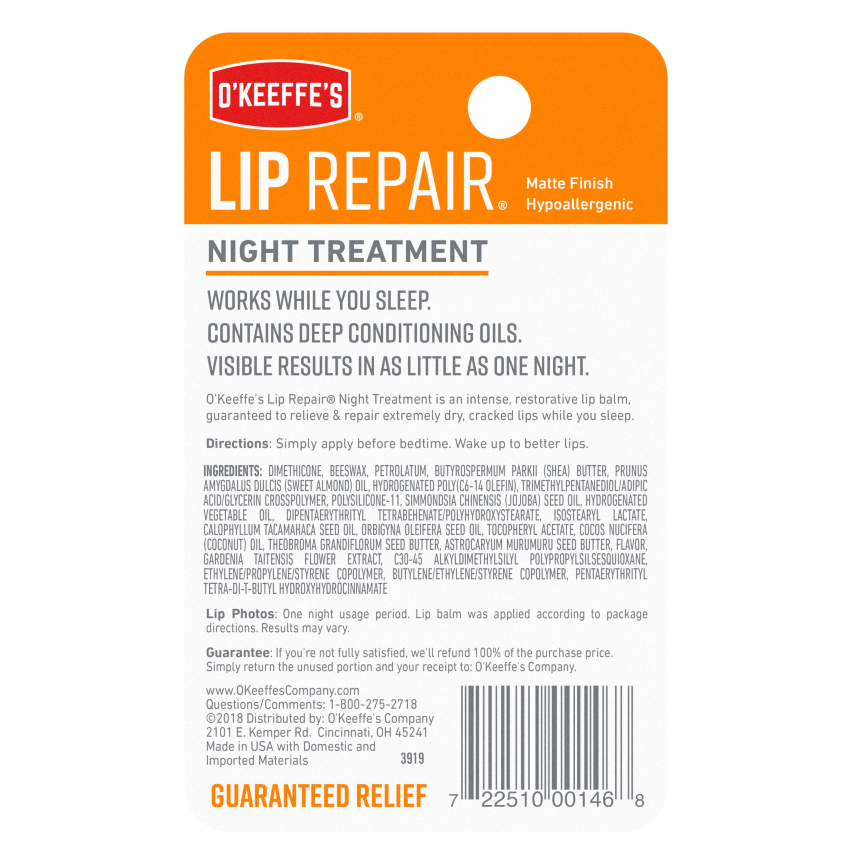 Night Treatment Balm for Dry, Cracked Lips - 0.25 Oz (2 Pack)