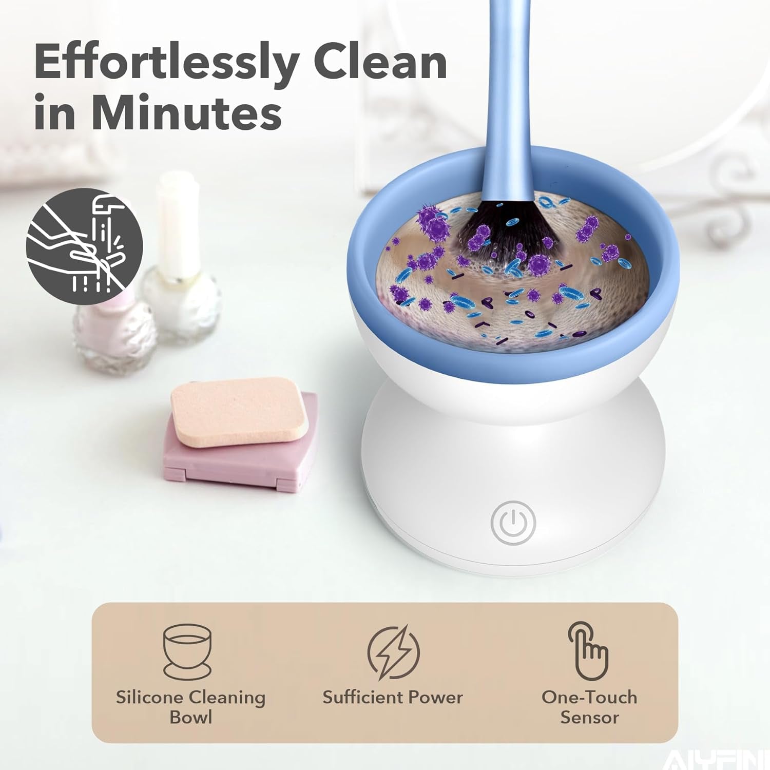 Electric Makeup Brush Cleaner - Professional Kabuki & Foundation Brush Cleaning Tool - Perfect Gift for Women & Stocking Stuffers
