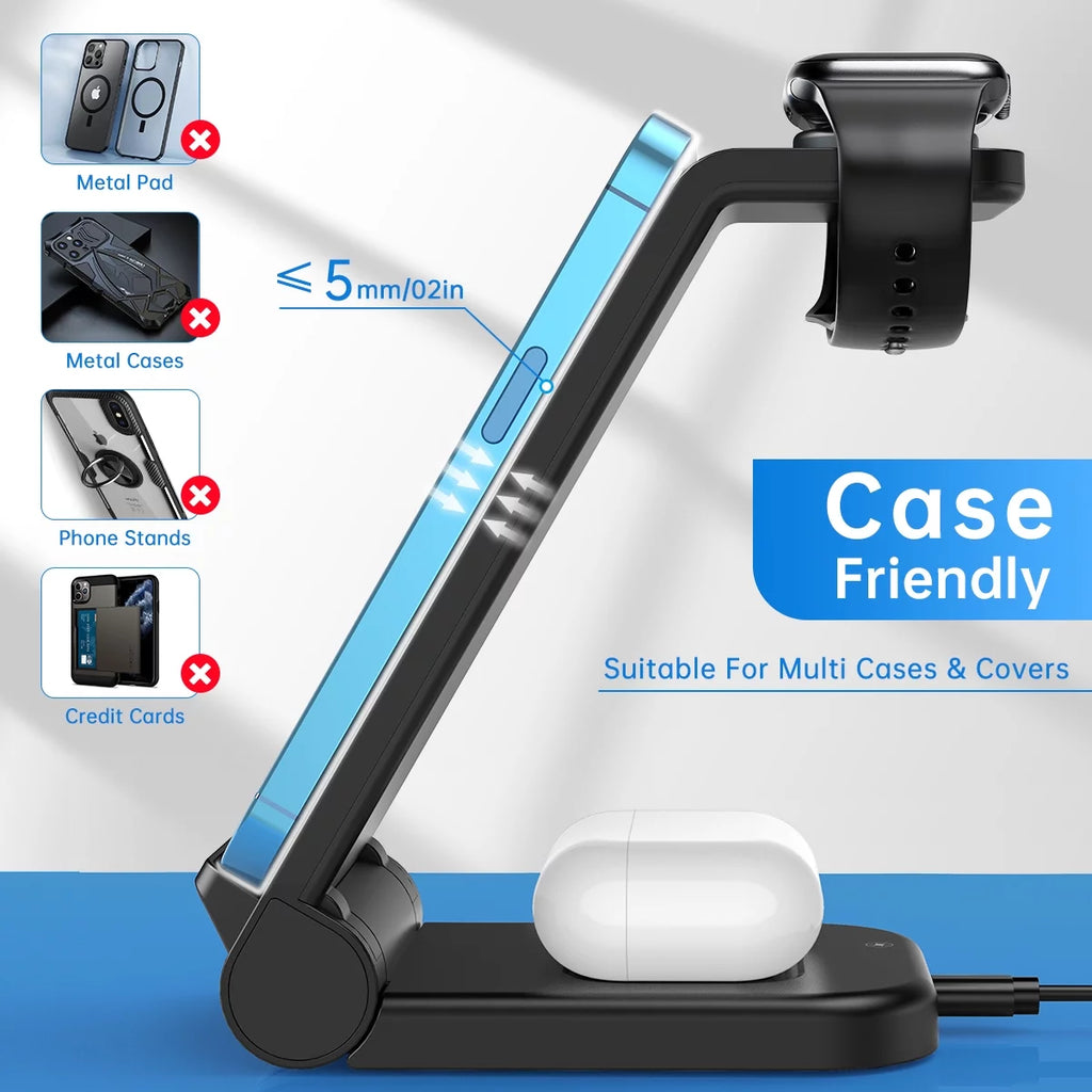 Ultra-Fast 23W Wireless Charging Station for iPhone, Galaxy, AirPods, and Apple Watch - Compatible with All Models!