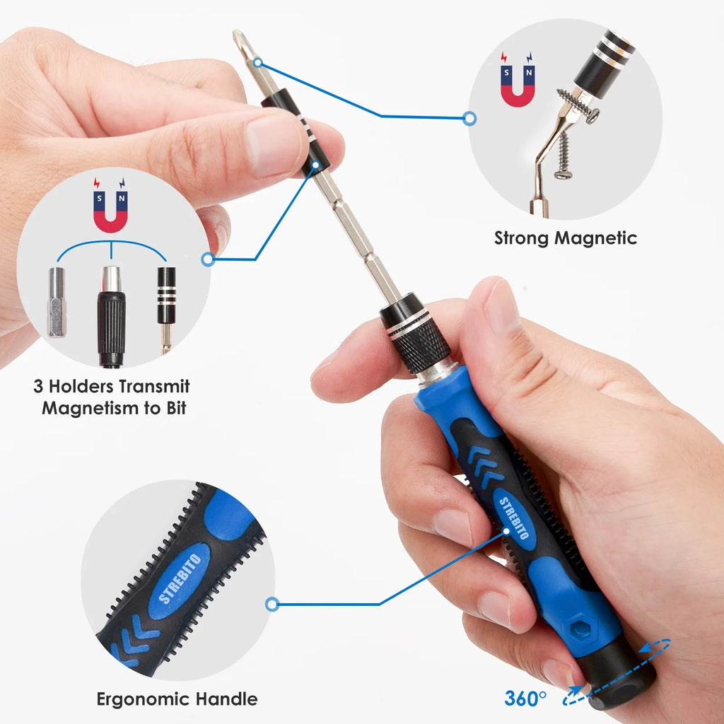 Precision Screwdriver Sets 142-Piece Electronics Precision Screwdriver with 120 Bits Magnetic Repair Tool Kit for Iphone, Computer,Household Appliances, Jewelry, Guita, Tablet,Game Console