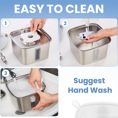 108Oz/3.2L Stainless Steel Cat Water Fountain with Replacement Filters & Silicone Mat, Automatic Water Dispenser for Cats and Dogs, Electric Drinking Bowl Suitable for Multiple Pets, Silver
